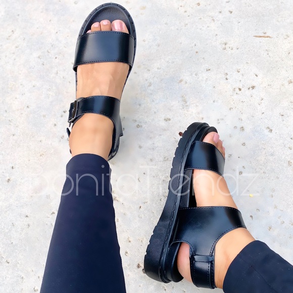 Grunge Vegan Leather Flatform Sandals - Picture 5 of 5